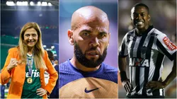 Leila Pereira comenta casos de Robinho e Daniel Alves - Foto 1: Ricardo Moreira/Getty Images; Foto 2: Hector Vivas/Getty Images; Foto 3: Buda Mendes/Getty Images