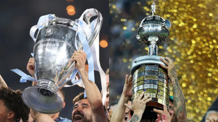 Premiações da Champions League x Libertadores. Foto: Michael Steele/Raul Sifuentes/Getty Images