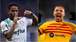 Endrick e Vitor Roque - Foto 1: Pedro Vilela/Getty Images; Foto 2: Juan Manuel Serrano Arce/Getty Images