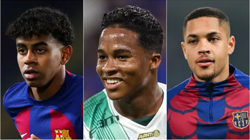 Yamal, Endrick e Vitor Roque. Foto: Getty Images; Gilson Lobo/AGIF