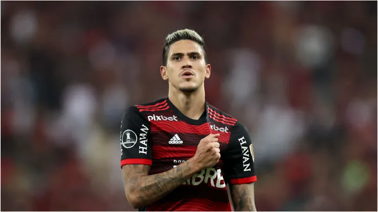 Pedro, jogador do Flamengo, na Libertadores - Foto: Buda Mendes/Getty Images