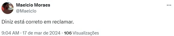 Internauta defende Fernando Diniz
