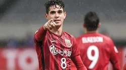 Oscar comemorando gol do Shanghai Port contra o Melbourne Victory, no Shanghai Stadium, pela AFC Champions League, no dia 20/02/2018. Foto: VCG/Getty Images