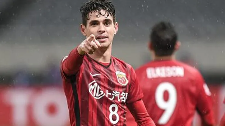 Oscar comemorando gol do Shanghai Port contra o Melbourne Victory, no Shanghai Stadium, pela AFC Champions League, no dia 20/02/2018. Foto: VCG/Getty Images