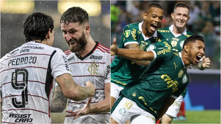 Flamengo e Palmeiras em 2024. Foto: Thiago Ribeiro/AGIF; Fabio Menotti/Palmeiras