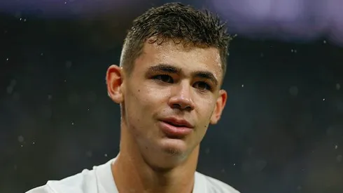 Gabriel Moscardo em partida pelo Corinthians contra o Flamengo, na Neo Química Arena, pelo Campeonato Brasileiro de 2023, no dia 07/10. Foto: Ricardo Moreira/Getty Images