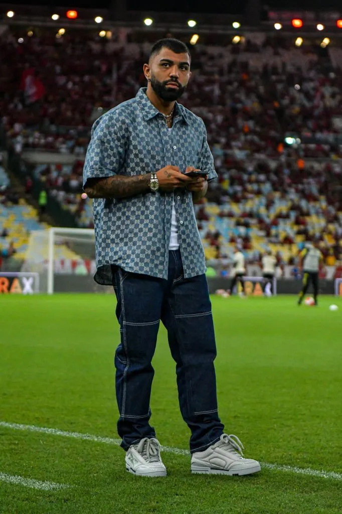 Gabi jogador do Flamengo antes da partida contra o Fluminense no estadio Maracana pelo campeonato Carioca 2024. Foto: Thiago Ribeiro/AGIF