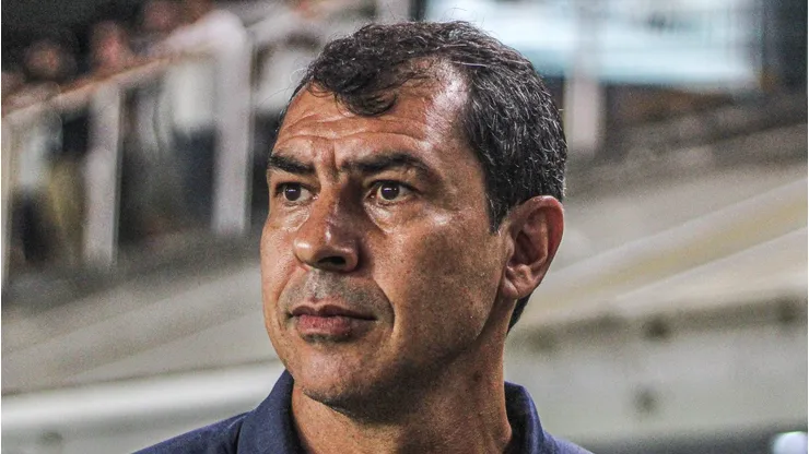 Fabio Carille durante partida contra o Corinthians no estadio Vila Belmiro pelo campeonato Paulista 2024.