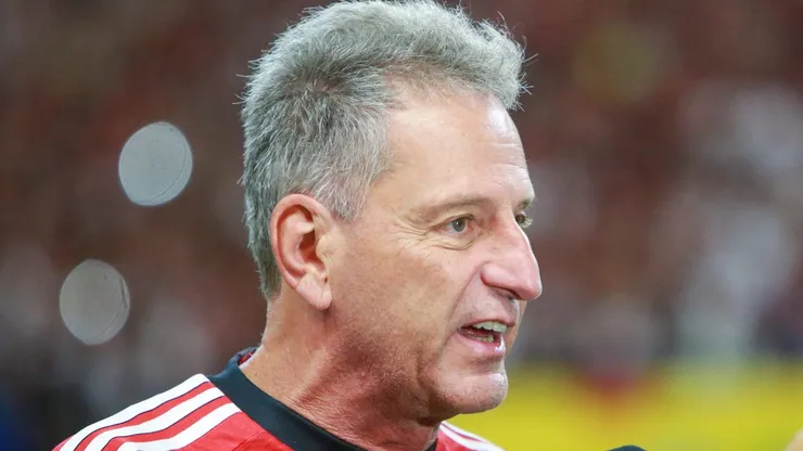 O presidente do Flamengo, Rodolfo Landim, concedendo entrevista à Fla TV em partida do Campeonato Carioca, contra o Audax, no dia 17/01/2024.