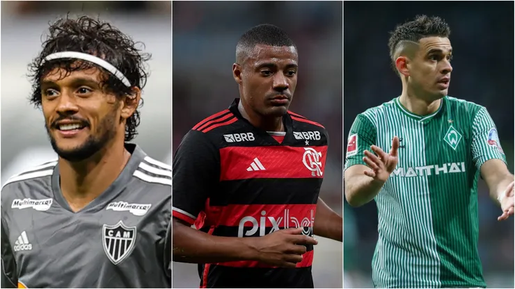 Scarpa, De La Cruz e Borré são alguns dos nomes do Brasileirão. Thiago Ribeiro/AGIF, Gilson Lobo/AGIF e Selim Sudheimer/Getty Images.