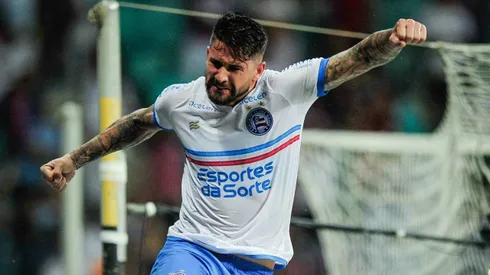 Everaldo comemora gol contra o Jacobina, na Arena Fonte Nova, pelo Campeonato Baiano. Foto: Jhony Pinho/AGIF