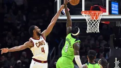 CLEVELAND, OHIO - FEBRUARY 28: Evan Mobley #4 of the Cleveland Cavaliers fouls Jarred Vanderbilt #8 of the Minnesota Timberwolves during the second half at Rocket Mortgage Fieldhouse on February 28, 2022 in Cleveland, Ohio. The Timberwolves defeated the Cavaliers 127-122. NOTE TO USER: User expressly acknowledges and agrees that, by downloading and/or using this photograph, user is consenting to the terms and conditions of the Getty Images License Agreement. (Photo by Jason Miller/Getty Images)