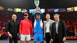 Na noite de domingo, Carlos Alcaraz e Rafael Nadal fizeram amistoso patrocinado para celebrar retorno às quadras. Ambos estavam lesionados e mostraram boa forma em Las Vegas (Foto: David Becker/Getty Images for Netflix © 2024)
