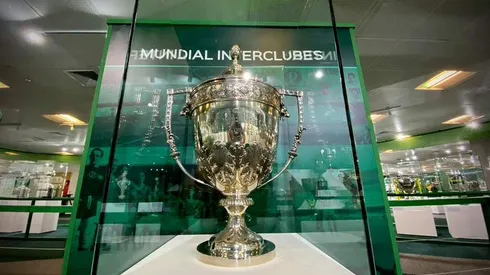 Palmeiras expõe taça de campeão mundial. Foto: Palmeiras