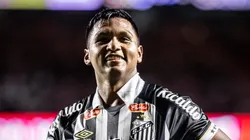 Morelos comemorando gol do Peixe no Morumbis. Foto: Raul Baretta/ Santos FC