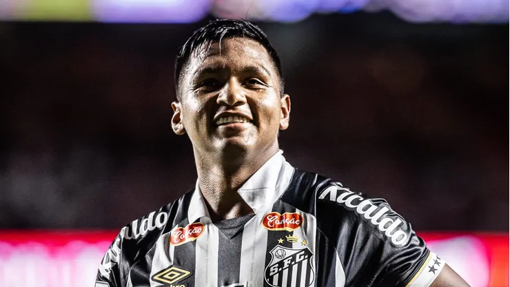 Morelos comemorando gol do Peixe no Morumbis. Foto: Raul Baretta/ Santos FC