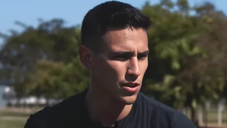Matías Rojas em entrevista no Corinthians, no dia 14/07/2023. Foto: Reprodução/Corinthians TV