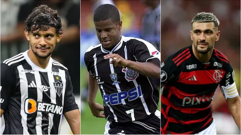 Scarpa, Marcelinho Carioca e Arrascaeta. Fotos: Allsport UK/Wagner Meier/Getty Images Gilson Lobo/AGIF