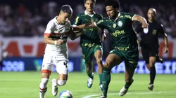 Ferreira jogador do Sao Paulo disputa lance com Murilo jogador do Palmeiras durante partida no estadio Morumbi pelo campeonato Brasileiro A 2024. Foto: Marcello Zambrana/AGIF
