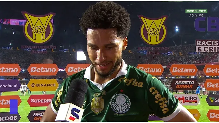Murilo, zagueiro do Palmeiras no Premiere, falando sobre o clássico contra o São Paulo - Foto: Reprodução/Premiere