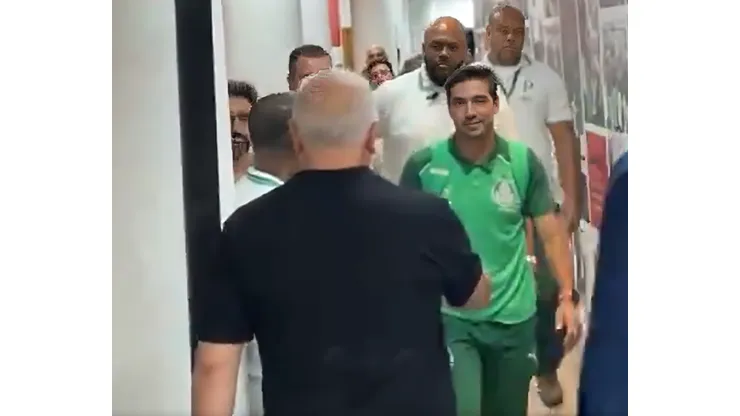 Belmonte recepcionando Abel Ferreira no Morumbis. Foto: rede social X
