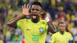 Vinicius Junior comemorando na Copa do Mundo de 2022