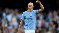 Foto: Michael Regan/Getty Images - Haaland comemorando gol