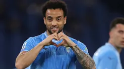 ROME, ITALY - APRIL 12: Felipe Anderson of SS Lazio celebrates after scoring the team's third goal during the Serie A TIM match between SS Lazio and US Salernitana at Stadio Olimpico on April 12, 2024 in Rome, Italy. (Photo by Paolo Bruno/Getty Images)