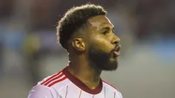 Wesley comemorando gol diante do Delfín (EQU). Foto: Ricardo Duarte / Internacional