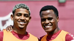 Kennedy e Arias durante treinamento. Meia é cobiçado pelo mercado.
