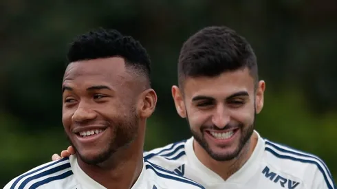 Luan e Liziero durante treino no CT Barra Funda. Dupla está emprestada.