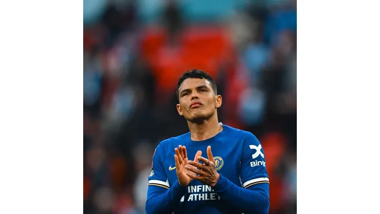 Thiago Silva na semifinal da FA CUP entre Manchester City x Chelsea Foto: Chelsea