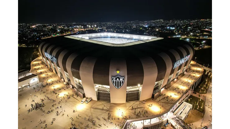 BELO HORIZONTE, BRAZIL - SEPTEMBER 16: Aerial view of the stadium before a match between Atletico Mineiro and Botafogo as part of Brasileirao 2023 at Arena MRV on September 16, 2023 in Belo Horizonte, Brazil. (Photo by Pedro Vilela/Getty Images)