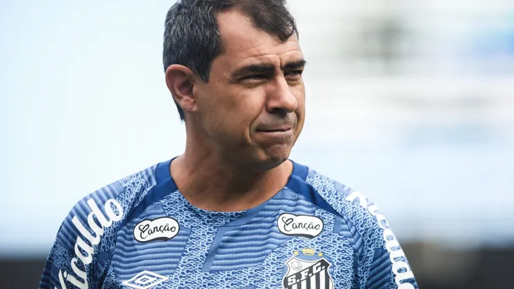 Fábio Carille comandando o Santos em jogo contra o Paysandu, na Vila Belmiro, pelo Campeonato Brasileiro da Série B, no dia 20/04/2024.