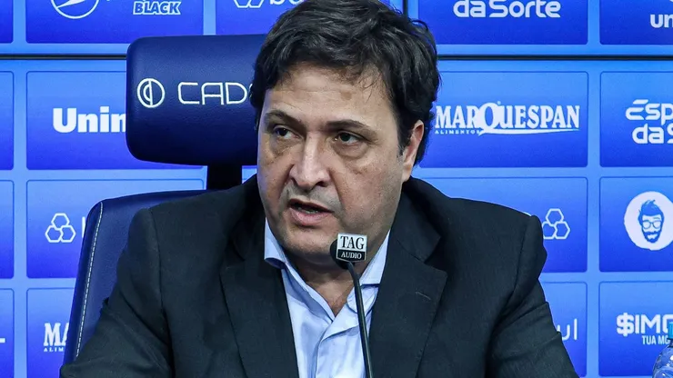 Alberto Guerra, presidente do Grêmio, em coletiva no CT Luiz Carvalho, no dia 29/06/2023.