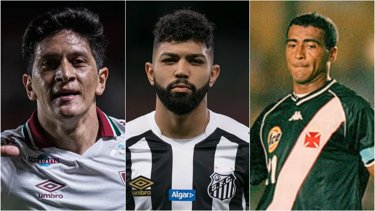 Cano, Gabigol e Romário. Foto: Isabela Azine/Pedro Vale/AGIF Shaun Botterill/Getty Images