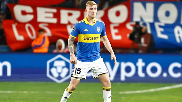 Nicolás Valentini no Gran Parque Central em partida entre Nacional e Boca Juniors, pela Copa Libertadores da América de 2023, no dia 02/08. Foto: Ernesto Ryan/Getty Images