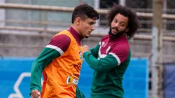 Felipe Andrade e Marcelo em treinamento no CT Carlos Castilho - FOTO: MARCELO GONÇALVES / FLUMINENSE F.C.