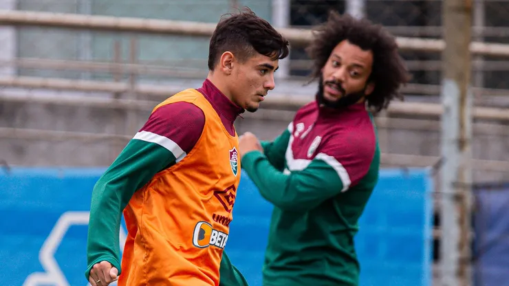 Felipe Andrade e Marcelo em treinamento no CT Carlos Castilho - FOTO: MARCELO GONÇALVES / FLUMINENSE F.C.