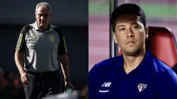 Tite e Thiago Carpini se enfrentam nesta quarta-feira (17). Foto Tite: Isabela Azine/AGIF. Foto Carpini: Marcello Zambrana/AGIF