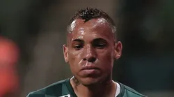 Breno Lopes comemora gol durante partida do Brasileirão 2023. Atacante pode deixar o Palmeiras para jogar no Peixe.