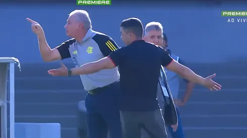 Tite saiu em defesa de Jair Ventura, do Atlético-GO, após expulso do técnico rival em jogo do Flamengo - Foto: Reprodução/Premiere