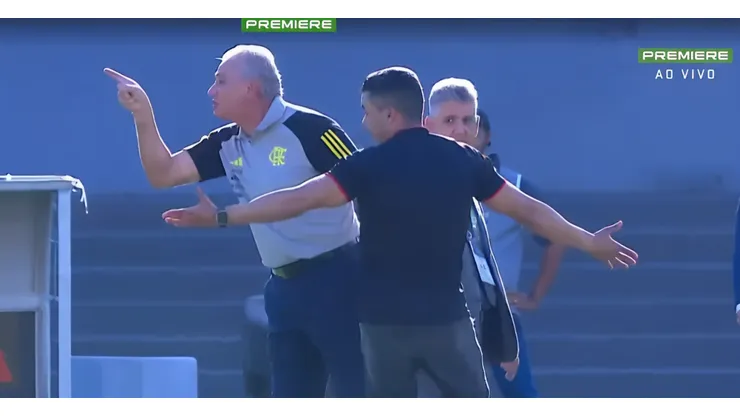 Tite saiu em defesa de Jair Ventura, do Atlético-GO, após expulso do técnico rival em jogo do Flamengo - Foto: Reprodução/Premiere