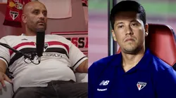 Baby, líder da Independente, pede a demissão de Thiago Carpini. Foto Baby: YouTube / Canal Arnaldo e Tironi. Foto Carpini: Marcello Zambrana/AGIF.