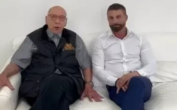 Lamacchia e Pedrinho em reunião antes da eleição do ex-jogador à presidência do Vasco – Foto: Reprodução