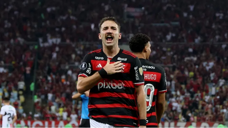 Léo Ortiz comemorando o seu tento. Foto: Wagner Meier/Getty Images