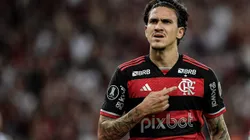 Pedro jogador do Flamengo comemora seu gol durante partida contra o Palestino no estadio Maracana pelo campeonato Copa Libertadores 2024. Foto: Thiago Ribeiro/AGIF