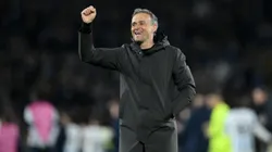 SAN SEBASTIAN, SPAIN - MARCH 05: Luis Enrique, Head Coach of Paris Saint-Germain, celebrates victory in the UEFA Champions League 2023/24 round of 16 second leg match between Real Sociedad and Paris Saint-Germain at Reale Arena on March 05, 2024 in San Sebastian, Spain. (Photo by David Ramos/Getty Images)