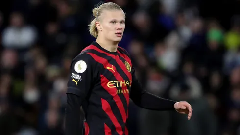 Haaland em partida entre Leeds vs Manchester City pela Premier League (Foto: Jan Kruger/Getty Images)