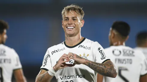 Róger Guedes, do Corinthians, comemora gol contra o Liverpool-URU pela Libertadores 2023 - Foto: Ernesto Ryan/Getty Images